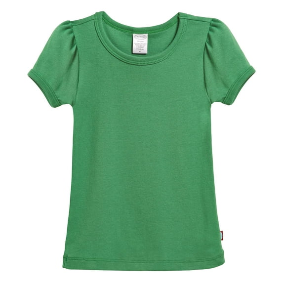 Girls Soft Cotton Short Sleeve Puff Tee | Elf Green