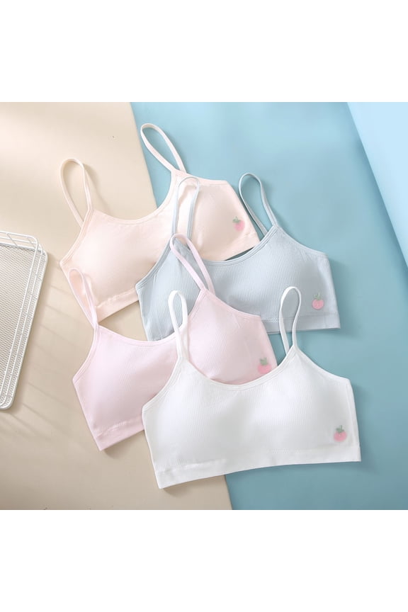 Girls Soft Cotton Stretch Cropped Cami Bralette | First Training Bra | Starter Sports Top | Multipack Available in Assorted Colors