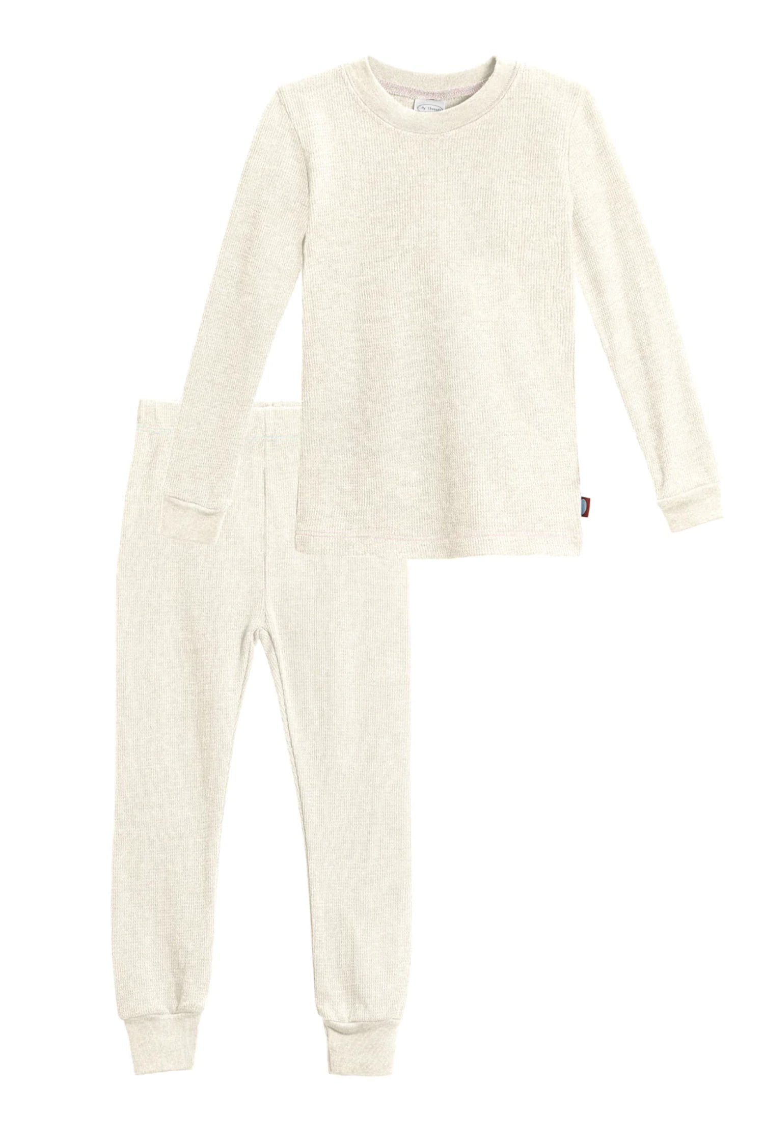 Girls Soft & Cozy Thermal 2-Piece Long Johns | White w- Light Pink Stitch