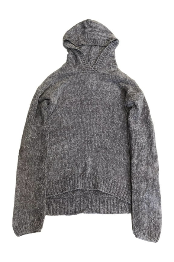 Girls Soft Gray Sparkle Chenille Hooded Hoodie Sweater Large (10/12)