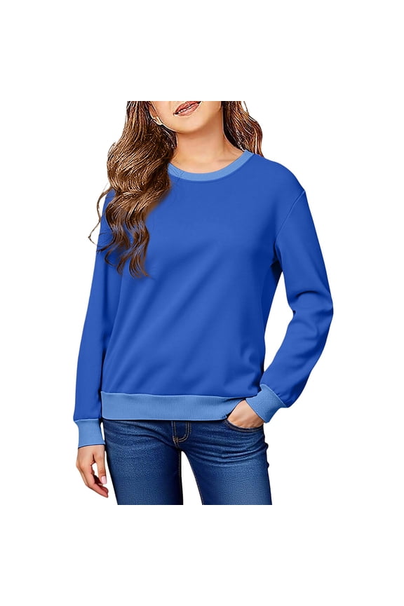 Girls' Soft Hooded Pullover Long Sleeve Sweatshirt, Lightweight Casual Outerwear with Pocket for Youth Kids, Trendy Zip-Up Style for Boys and Girls