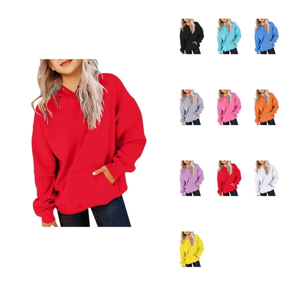 Girls Soft Hooded Sweatshirt, Long Sleeve Pullover Graphic Cute Top, Oversized Trendy Preppy Clothes for Kids 2-15 Years Winter Fall Fashion