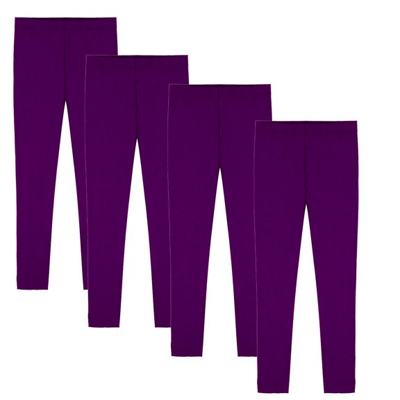 Girls Soft Leggings 4 Pack Kids Winter Warm Stretchy Leggings