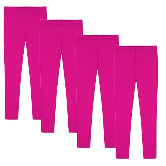 Girls Soft Leggings 4 Pack Kids Winter Warm Stretchy Leggings