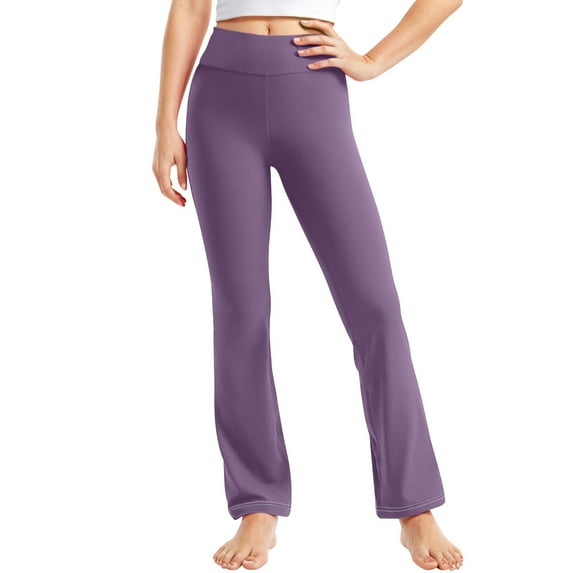 Girls Soft Leggings New Girls Flare Leggings High Waisted Yoga Pants Fall Fashion Cute Outfits for Teens Kids Clothes Purple 12 Years