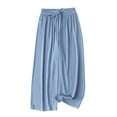 thumbnail image 1 of Girls Soft Loungewear Pants, Drawstring Wide Leg Pants Kids Summer Flowy Loose Comfortable Trousers Sky Blue 10Y, 1 of 3