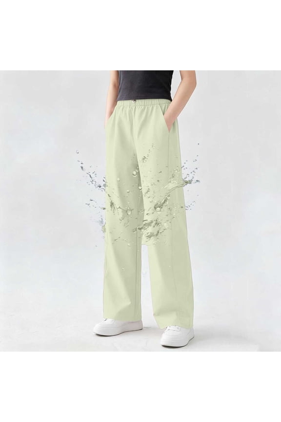 Girls Soft Nylon Pull On Pants Kids Straight Leg Everyday Casual Green Size 5,Size 11 T