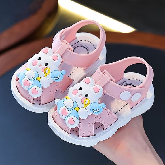 Girls Soft Open Toe Summer Sandals Flower Princess Flat Shoes Breathable Lightweight Girls Cute Summer Sandals(2.5-3Years,Pink3)