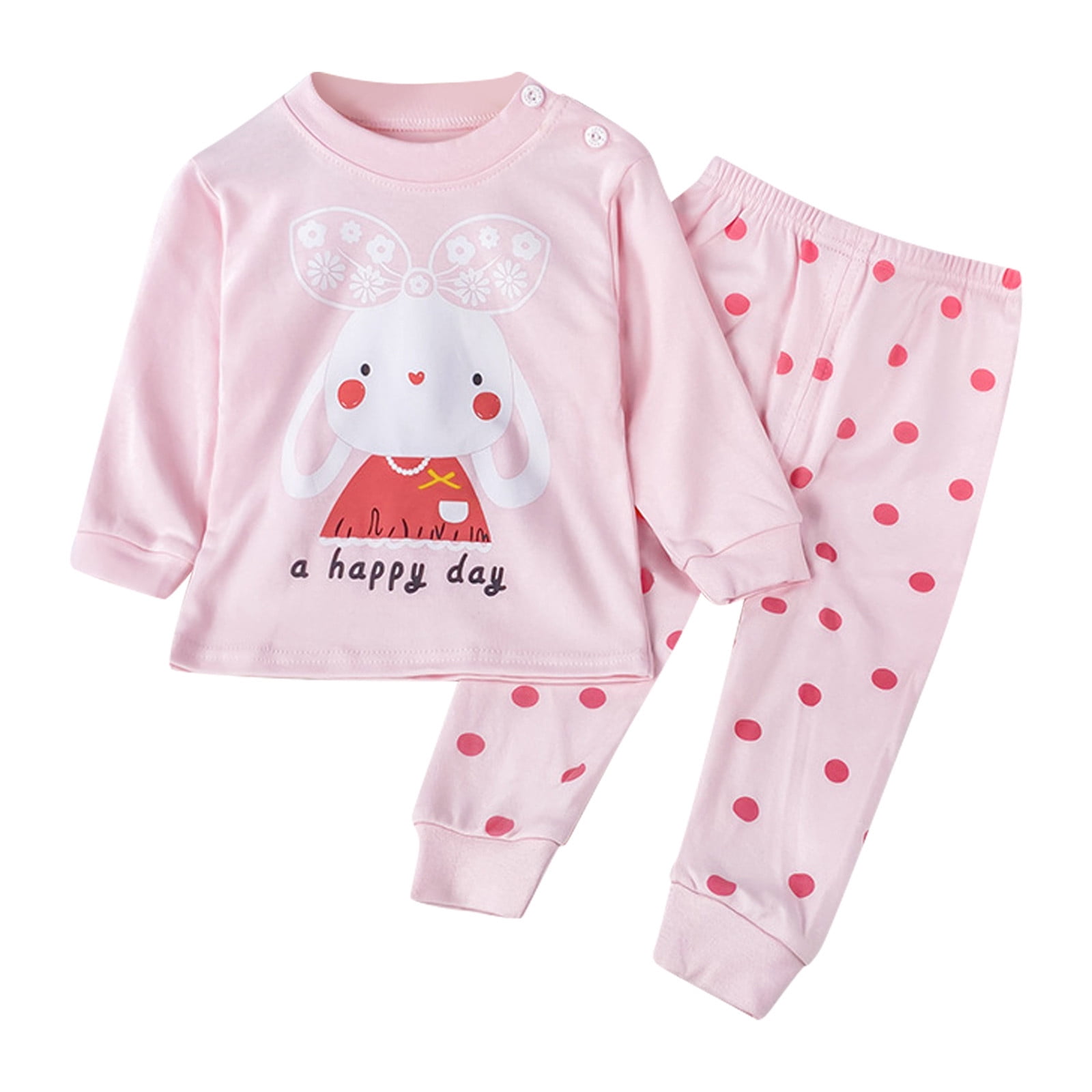 Girls Soft Pajamas Toddler Cartoon Prints Long Sleeve Kid Sleepwear Sets New Born Set Set for