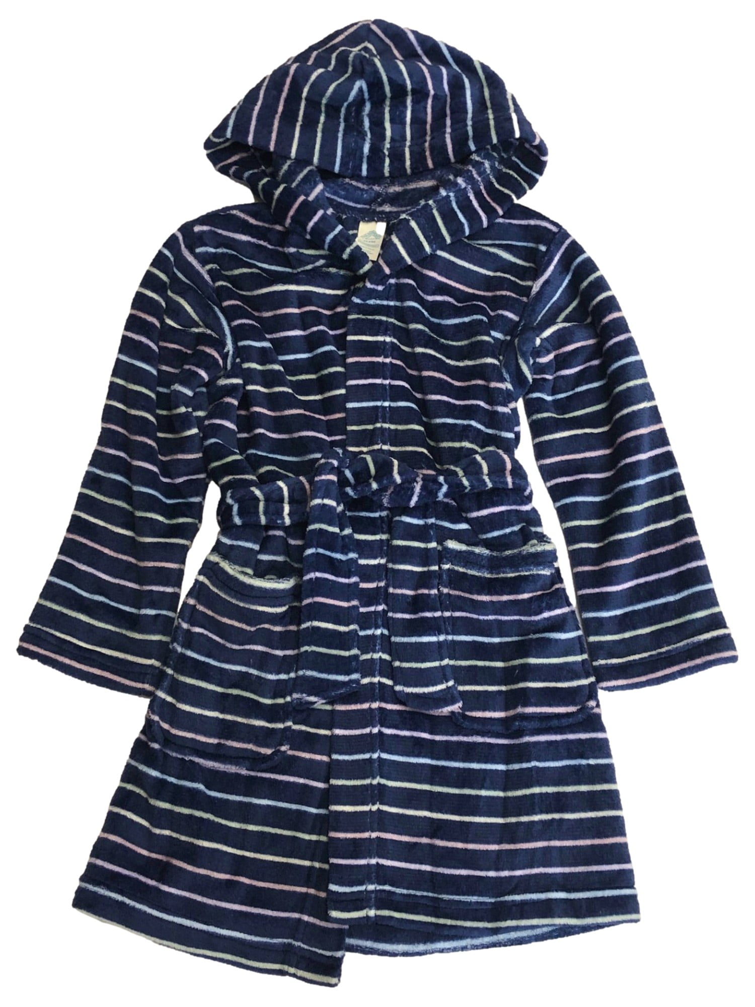 Girls Soft Plush Blue Rainbow Stripe Robe House Coat Small (7-8 ...