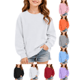 thumbnail image 1 of Girls Soft Pullover Sweatshirts Crewneck Comfortable Long Sleeve Sweatshirt with Pocket Elastic Cuffs Gentle on skin Durable, 1 of 9