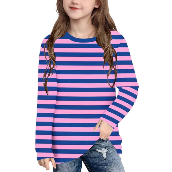 Girls Soft Stretch Long Sleeve Shirt Crew Neck Moisture Wicking Basic Tee for School Daily Wear Pink,Size 4 T