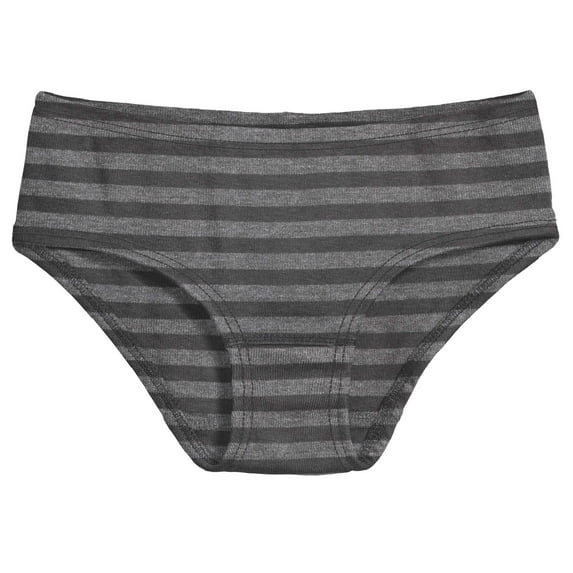 Made in USA Girls Stripe Briefs Underwear | Charcoal