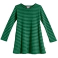 thumbnail image 1 of Girls Soft Stripe Long Sleeve Dress | Forest Green, 1 of 4