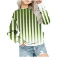 thumbnail image 1 of Girls' Soft T-Shirts New Oversized Sweatshirt for Kids Girls Trendy Striped Long Sleeve Crewneck Pullover Tops Fall Winter Clothes Mint Green 1 Years, 1 of 4