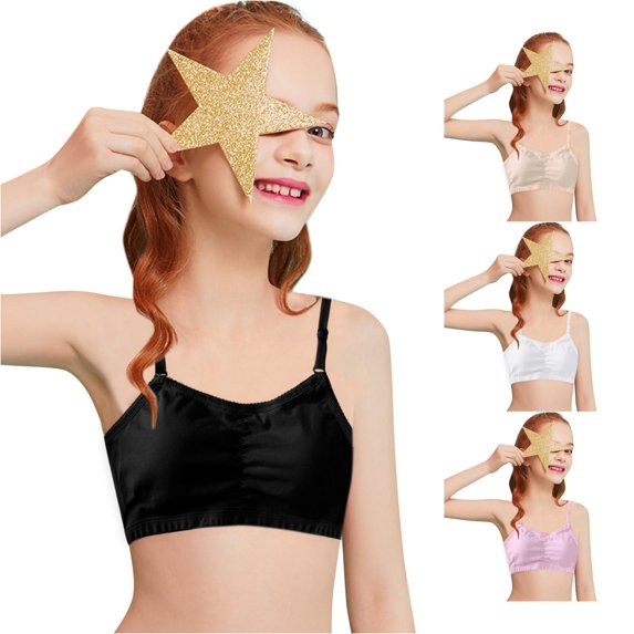 Girls Soft Training Bust Wrap Solid Color Non‑Wire Comfortable Growing‑Period Sling Bra