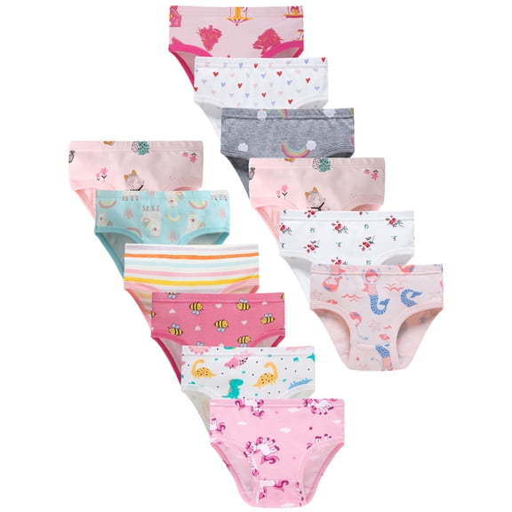 Girls' Soft Underwear Comfortable & Breathable Little Girls' Underwear Printed Pattern Panties size 4