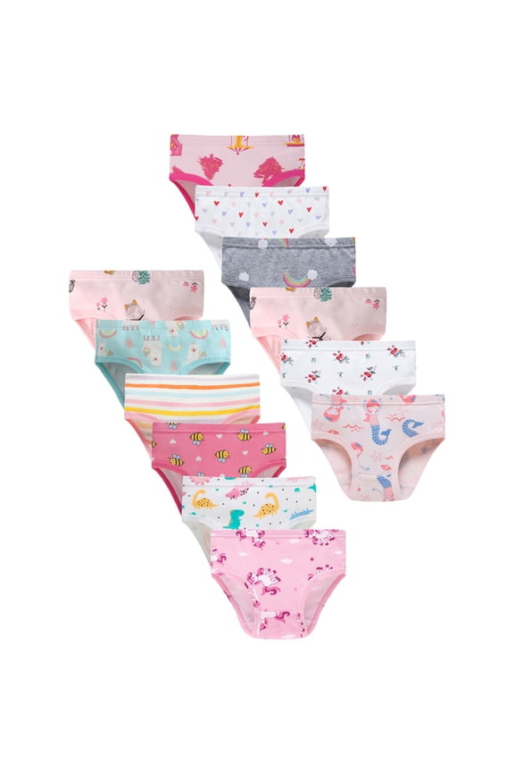 Girls' Soft Underwear Comfortable & Breathable Little Girls' Underwear Printed Pattern Panties size 4
