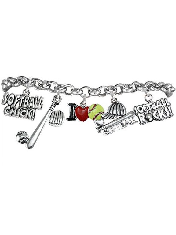 Girls Softball Adjustable Bracelet Fits Anyone From Child To Adult, Hypoallergenic Safe, No Nickel, Lead, Or Cadmium In The Metal. Fits Anyone From Child To Adult. 1023-653-841-647-715B2   2012