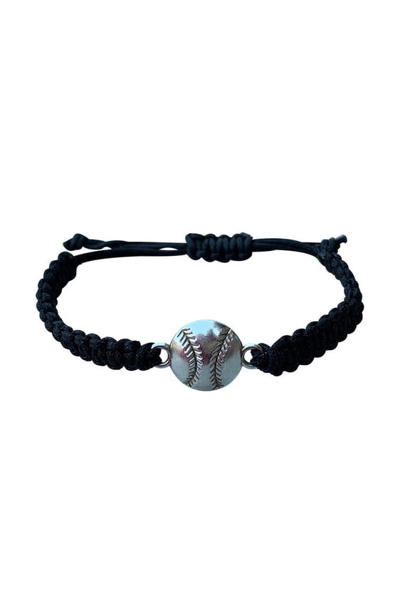 Girls Softball Bracelet, Adjustable Softball Jewelry for Softball Players and Teams (Black)