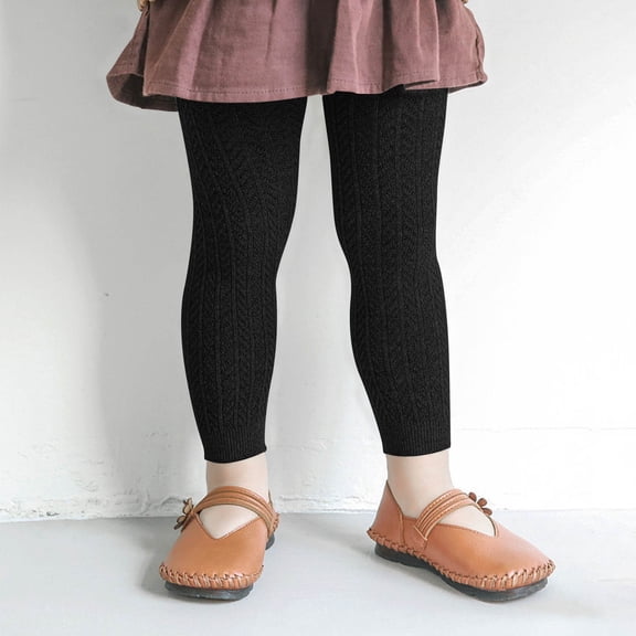 Girls Softball Pants Kids Girls Knit Leggings Fall Winter Warm Tights Soft Cotton Ankle Length Legging Tights Black 3Y