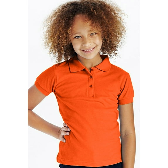 Girls Solid Button Up Polo Shirt