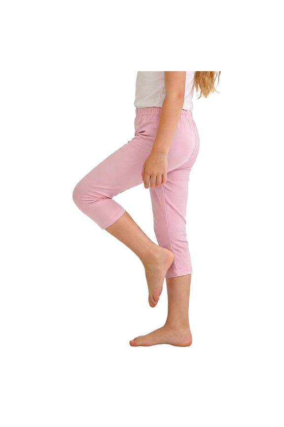 Girls Solid Capri Leggings High Waisted Stretchable Dance Pants Yoga Active Workout Basic Legging Pants