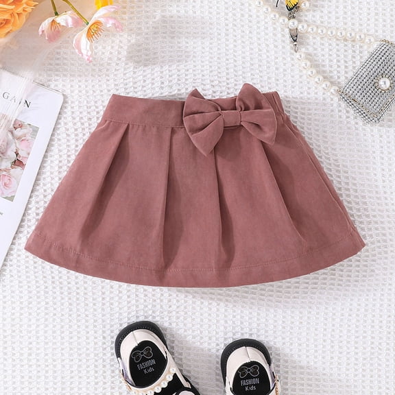 Girls' Solid Color Casual Pleated Skirt Fashion Multipurpose Pleated Skirt Wine 6-9 Months