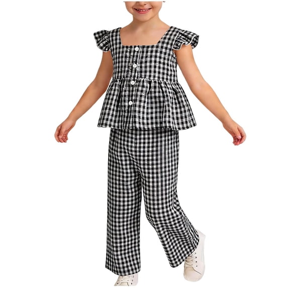 Girls Solid Color Cotton Linen Like Sleeveless Ruffle Vest & Elastic Waist Shorts Set for 5-16Y, Kids Summer Casual Two Piece Outfit White 7-8 Years