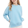 thumbnail image 1 of Girls' Solid Color Crewneck Sweatshirt Casual Loose Fit Ribbed Cuff Long Sleeve Kids Boys Fall Winter School Cute Clothes, 1 of 4