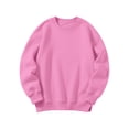 thumbnail image 1 of Girls' Solid Color Crewneck Sweatshirt Casual Loose Fit Ribbed Cuff Long Sleeve Kids Boys Fall Winter School Cute Clothes, 1 of 4
