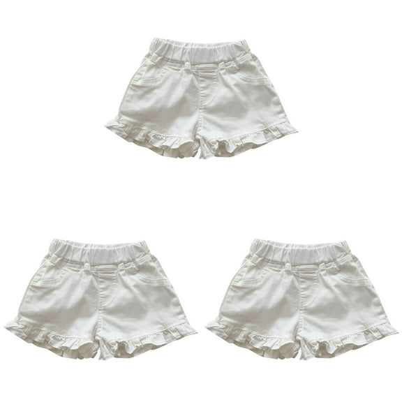 XIMIN Baby Shorts Infant Shorts Summer Clothes Girls Elastic Waist Tassel Denim Ripped Short Jeans with Pockets Fashion Outwear Infant Girls (12-18 Months, White)