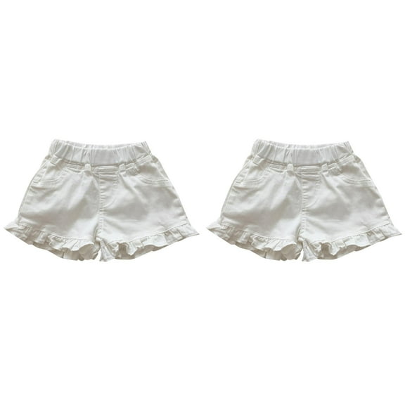 XIMIN Baby Shorts Infant Shorts Summer Clothes Girls Elastic Waist Tassel Denim Ripped Short Jeans with Pockets Fashion Outwear Infant Girls (12-18 Months, White)