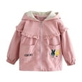 thumbnail image 1 of Girls Solid Color Hooded Long Sleeve Windbreaker, Loose Soft Casual Outerwear for Fall Winter Medium Little Girls Warm Fashion Daily Jacket Pink 18-24 Months, 1 of 5