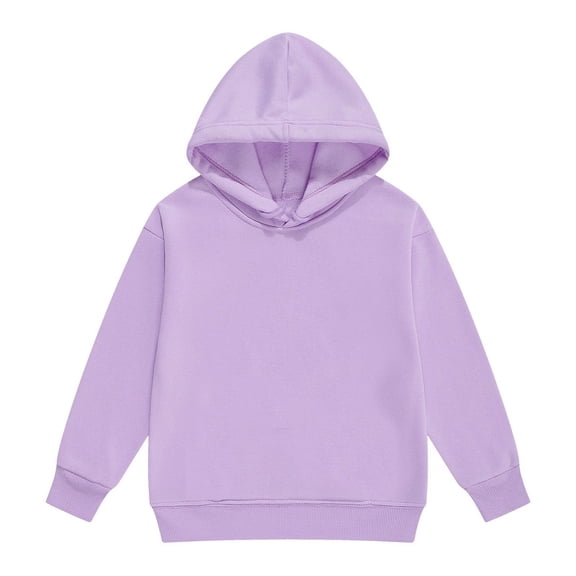 Girls Solid Color Hooded Pullover, Long Sleeve Lined Sweatshirt, Cozy Casual Outerwear for Everyday Wear,Size:4-5 Years