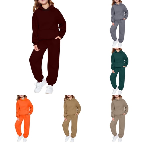 Girls Solid Color Hoodie No Drawstring Long Sleeve Pullover Casual Top For Kids