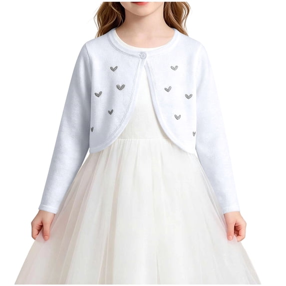 Summer Olouring In Girls Solid Color Knit Cardigan, Embroidered, Layering Sweater, for ...
