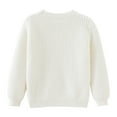 thumbnail image 1 of Girls Solid Color Knit Sweater Crewneck Pullover Long Sleeve Tops Toddler Baby Winter Trendy Warm Comfy Clothes White 2-3 Years, 1 of 5