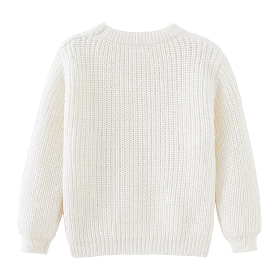 Girls Solid Color Knit Sweater Crewneck Pullover Long Sleeve Tops Toddler Baby Winter Trendy Warm Comfy Clothes White 2-3 Years
