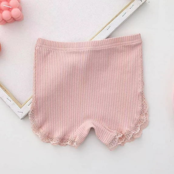 Girls' Solid Color Lace Safety Shorts Cotton Children's Pants Summer Thin Underwear Baby Leggings