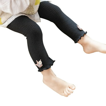 Girls' Solid Color Legging Pant Child's Girls Baby Leggings Pants Casual Pants Elastic Pants Shorts for Small and Medium-Sized Shildren's Outerwear Pants Black 12 Month