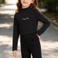 thumbnail image 1 of Girls Solid Color Long Sleeve Top, Crew Neck Pullover Shirt, Easy Matching Casual Kids Clothing | Akmoler,Black 5-6 Years, 1 of 9