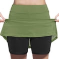 thumbnail image 1 of Girls' Solid Color Patchwork High Waist A-Line Sports Skirt with Fake Two-Piece Design for Casual Wear and Active Play, 1 of 6