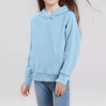 thumbnail image 1 of Girls Solid Color Pullover Hoodie Casual Soft Sweatshirt for Kids Athletic Comfort Wear, Girl Sweatshirt Top(Light Blue,7-8Years), 1 of 8