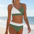 thumbnail image 1 of Girls' Solid Color Two-Piece Bikini Swimsuit with High Waist and Adjustable Straps, Soft Stretch Fabric for Swimming and Beach, 1 of 8