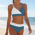 thumbnail image 1 of Girls' Solid Color Two-Piece Bikini Swimsuit with High Waist and Adjustable Straps, Soft Stretch Fabric for Swimming and Beach, 1 of 8