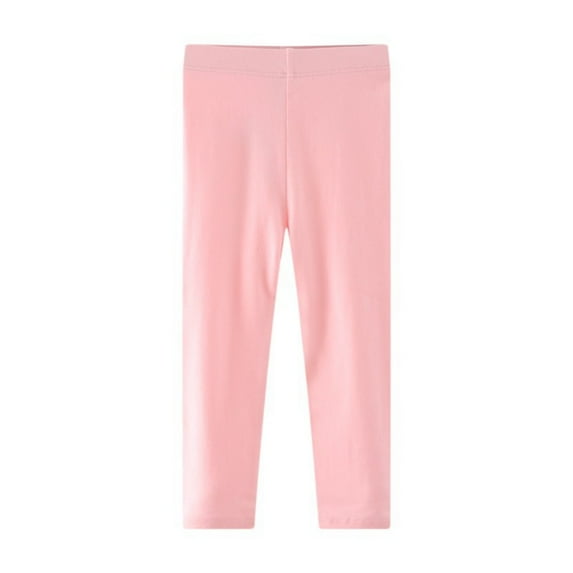 Girls' Solid Color Versatile Leggings Pink 3Y