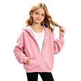 thumbnail image 1 of Girls Solid Full Zip Hoodie Sweatshirt Casual Lightweight Everyday wear for Kids 4-15Years, 1 of 4