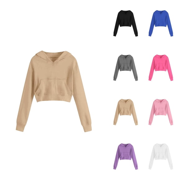 Girls Solid Pullover Hoodie, Long Sleeve with Drawstring and Front Pocket, Casual Athletic Wear