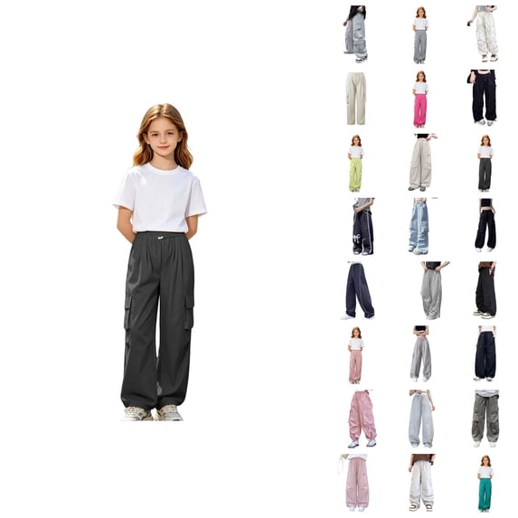 Girls' Solid Utility Pants For Kids – Comfortable Everyday Wear For Girls Lightweight Faux Trousers For Daily Play